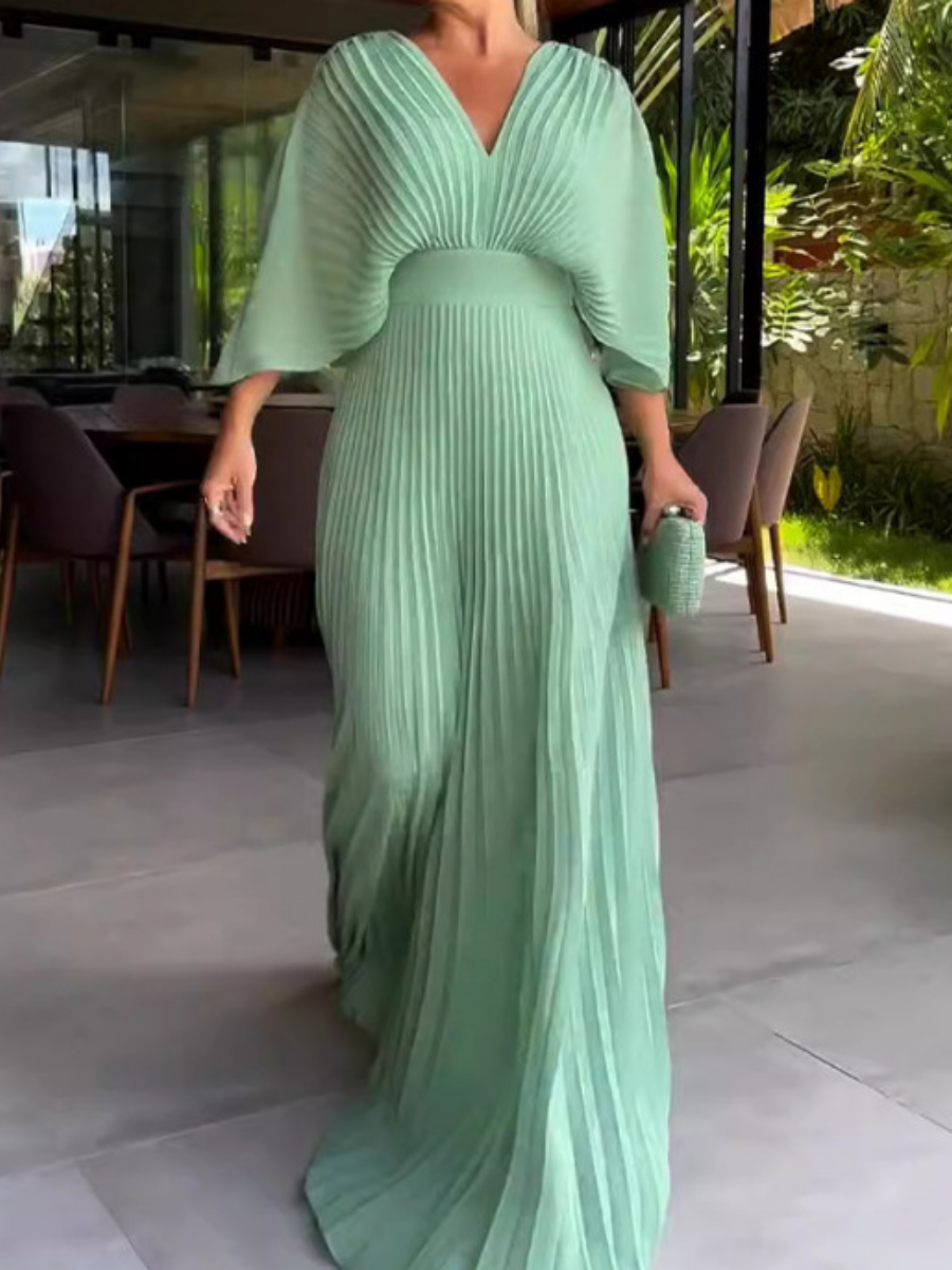 Elegant Pleated Maxi Dress【In Stock】