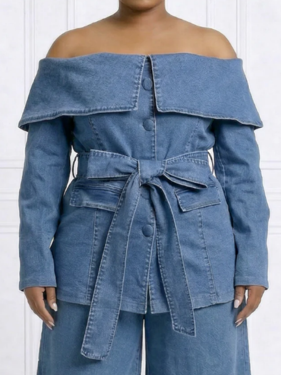 Chic Off-shoulder Denim Blouse