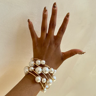 Vintage Faux Pearl Bangle Bracelet