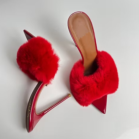 Faux Fur Strap Mules