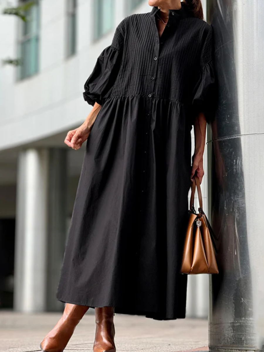 Bohemian Lantern Sleeve Midi Dress