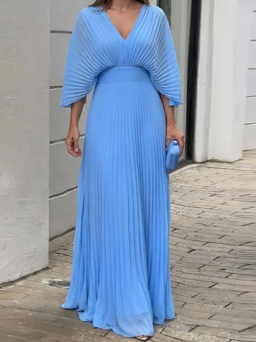 Elegant Pleated Maxi Dress【In Stock】