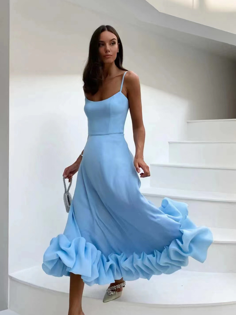 Flounce Bustier Midi Dress