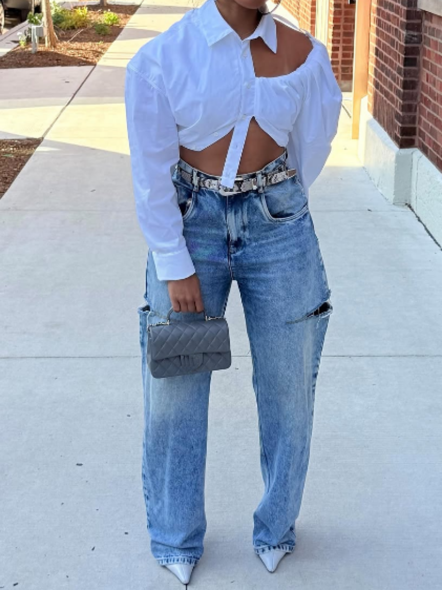 Asymmetric Cropped Shirt