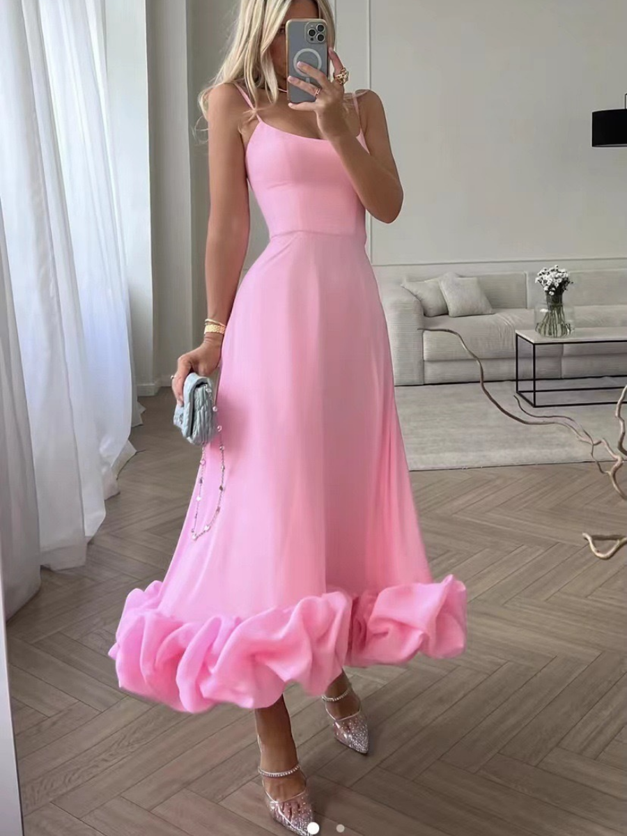 Flounce Bustier Midi Dress