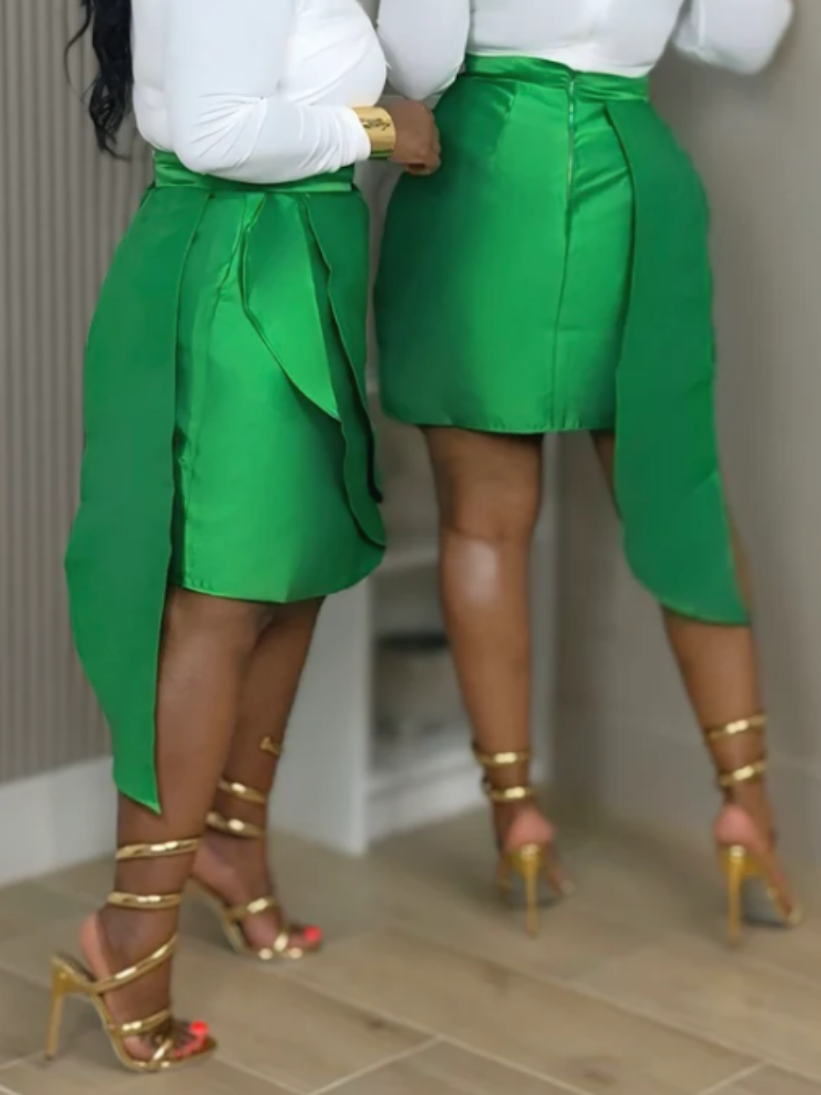 Satin Draped Skirt