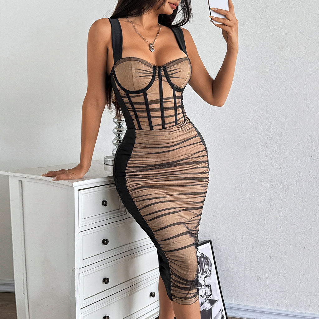 See-Through Gauze Slim Dress