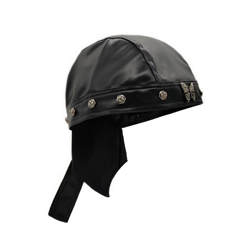 Rivet Strap PU Motorcycle Cap