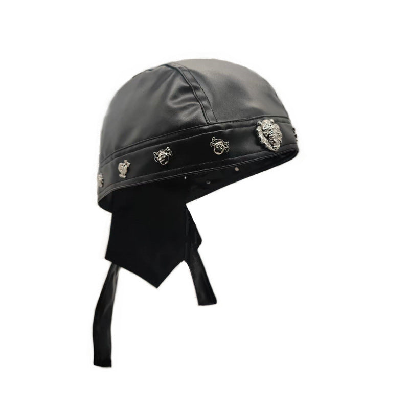 Rivet Strap PU Motorcycle Cap