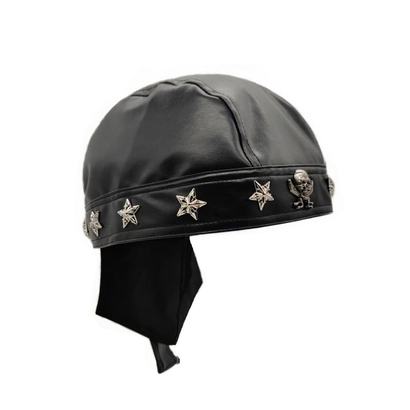 Rivet Strap PU Motorcycle Cap