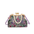 Embroidered Retro Pearl Chain Crossbody Bag