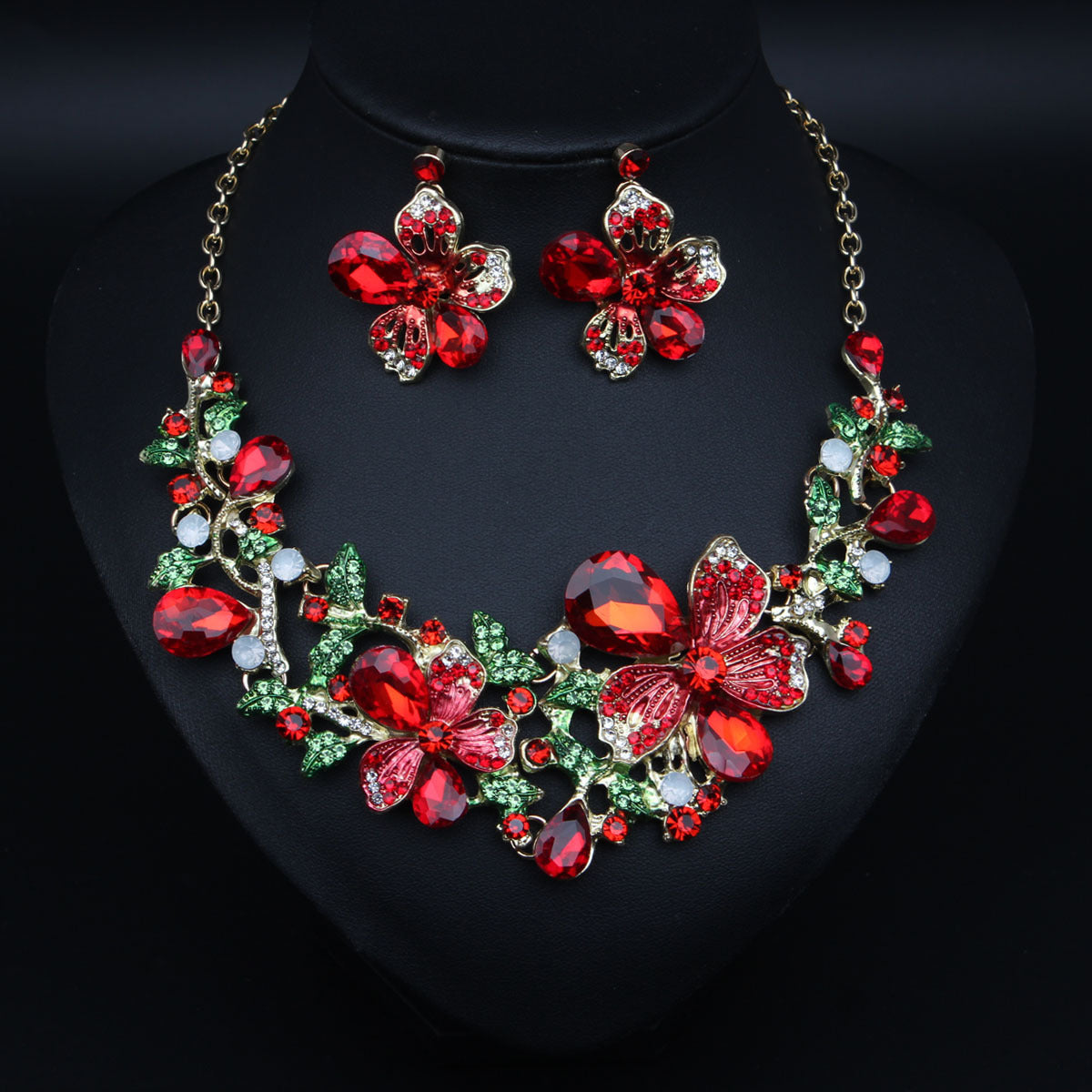 Elegant Flor Bold Statement Necklace Earrings Set