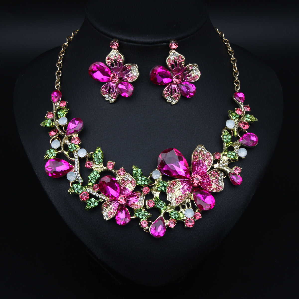 Elegant Flor Bold Statement Necklace Earrings Set