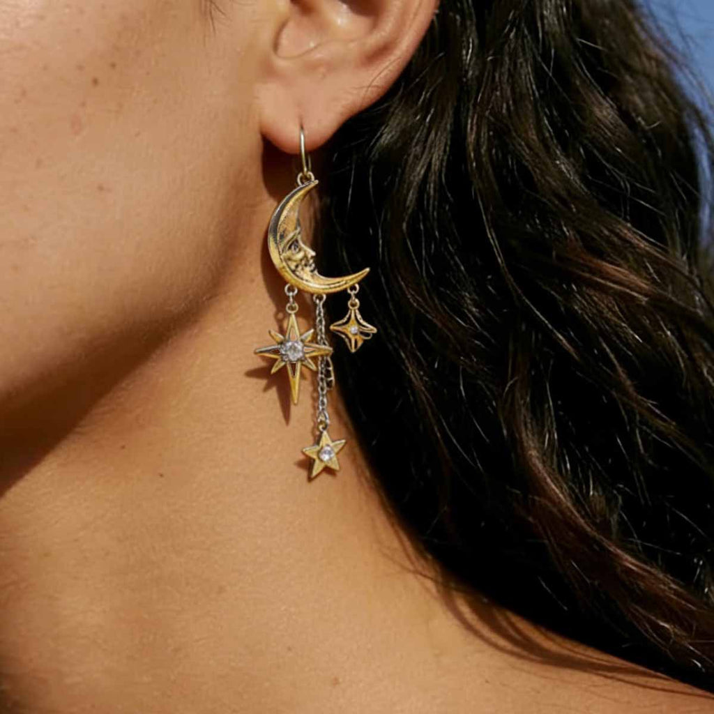 Statement Moon&Sun Necklace Earrings