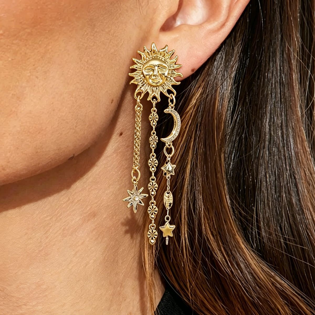 Statement Moon&Sun Necklace Earrings