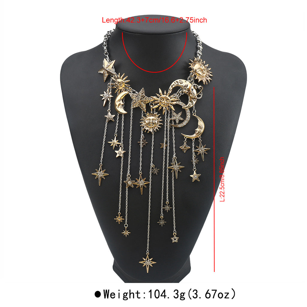 Statement Moon&Sun Necklace Earrings