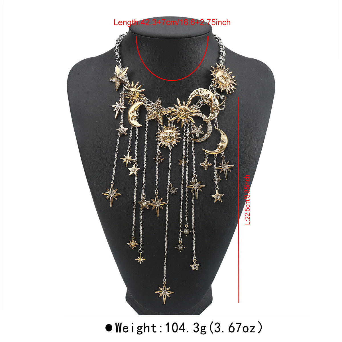 Statement Moon&Sun Necklace Earrings