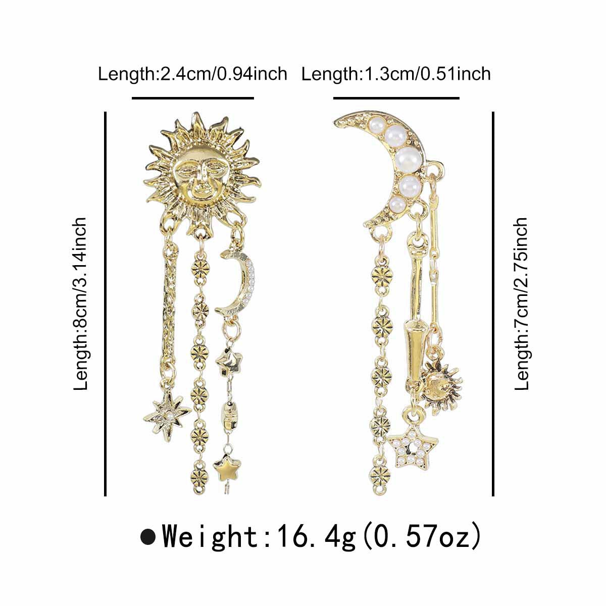 Statement Moon&Sun Necklace Earrings