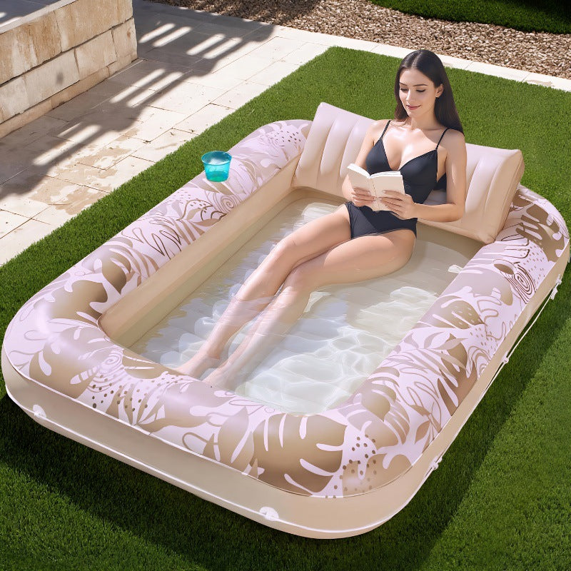 Inflatable Tanning Pool Lounger Float with Sprinkler