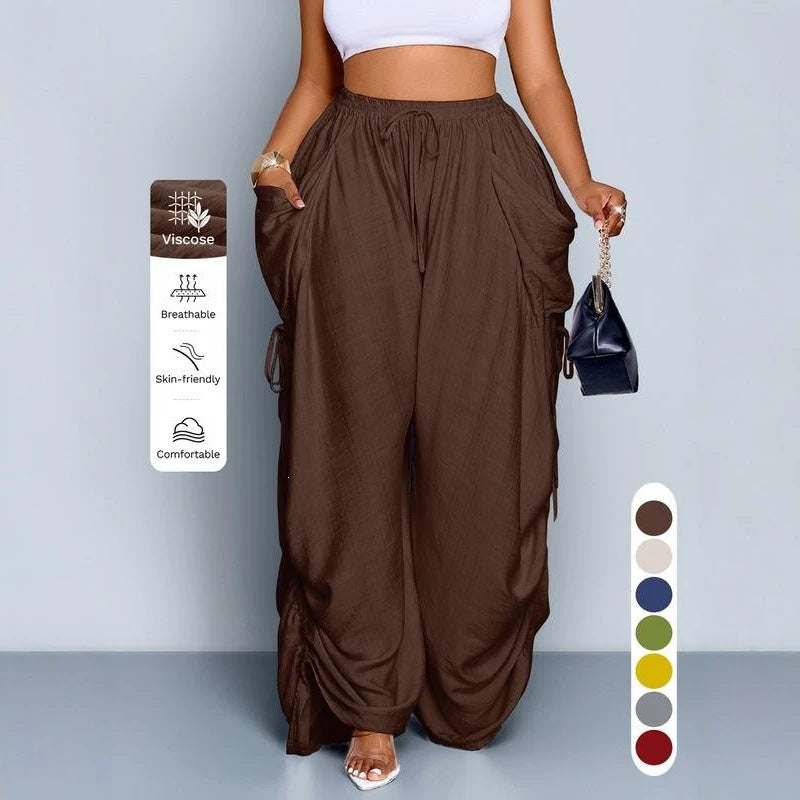 Loose-fitting Drawstring Wide-leg Pants