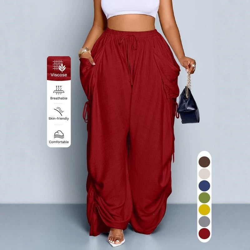 Loose-fitting Drawstring Wide-leg Pants