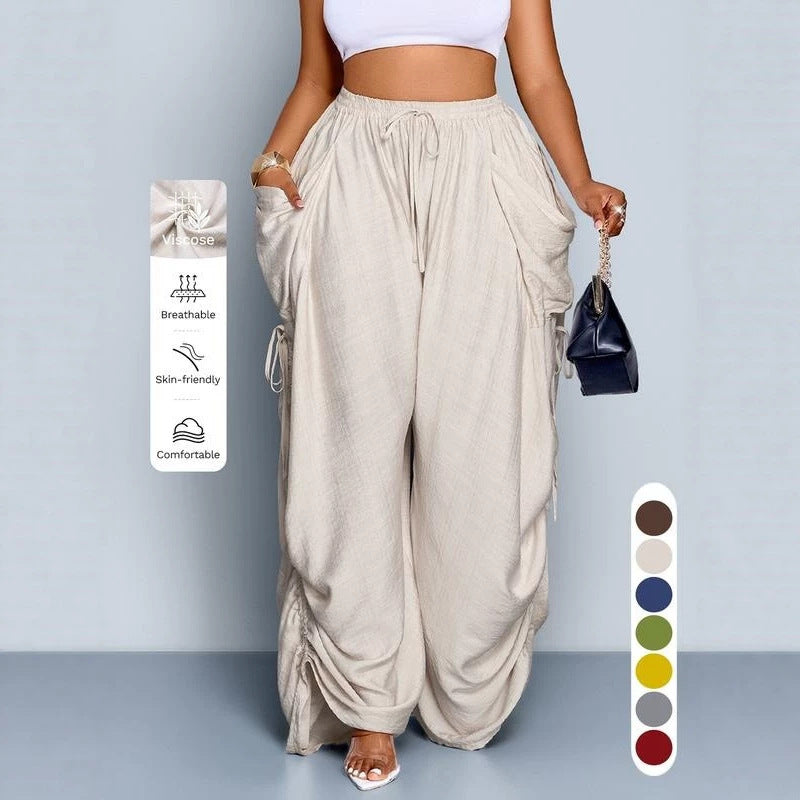 Loose-fitting Drawstring Wide-leg Pants
