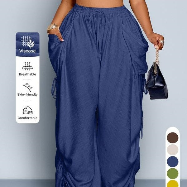Loose-fitting Drawstring Wide-leg Pants