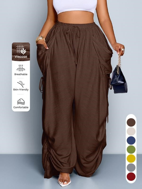 Loose-fitting Drawstring Wide-leg Pants