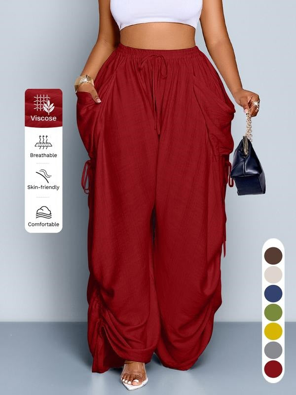 Loose-fitting Drawstring Wide-leg Pants