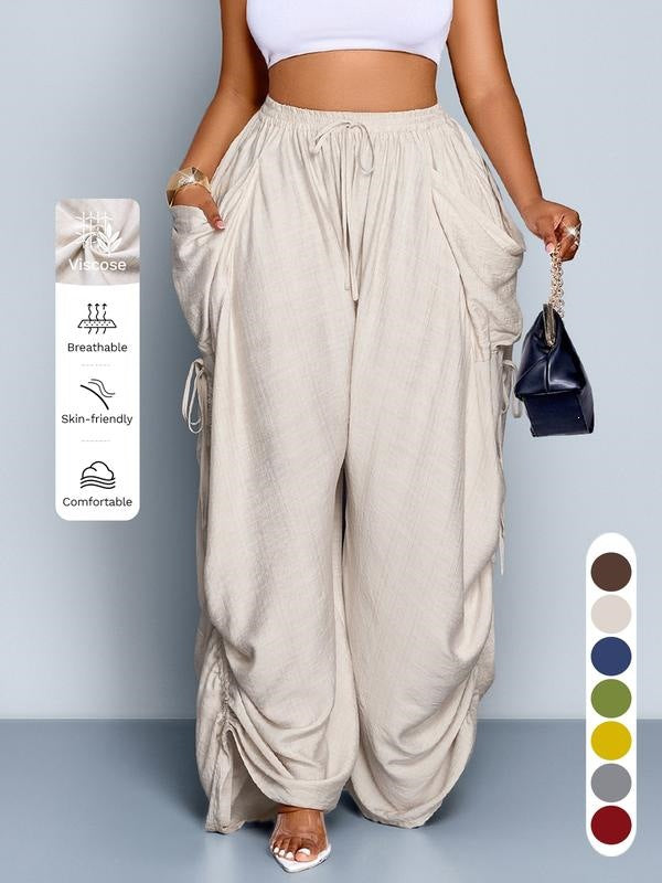 Loose-fitting Drawstring Wide-leg Pants