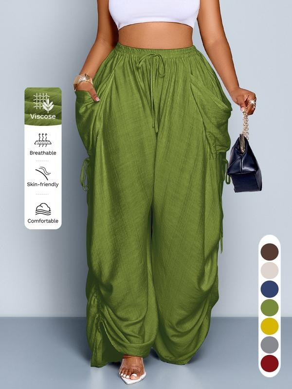Loose-fitting Drawstring Wide-leg Pants