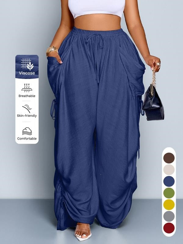 Loose-fitting Drawstring Wide-leg Pants