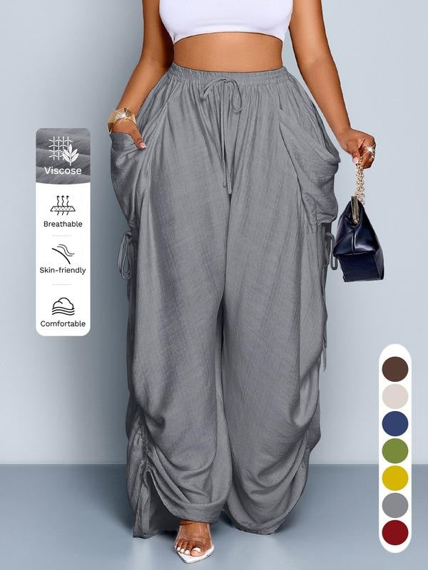 Loose-fitting Drawstring Wide-leg Pants