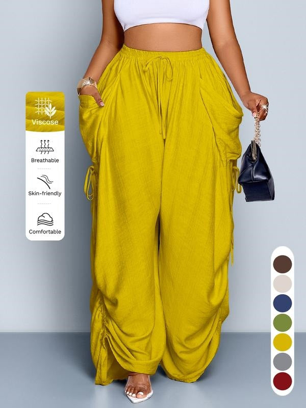 Loose-fitting Drawstring Wide-leg Pants