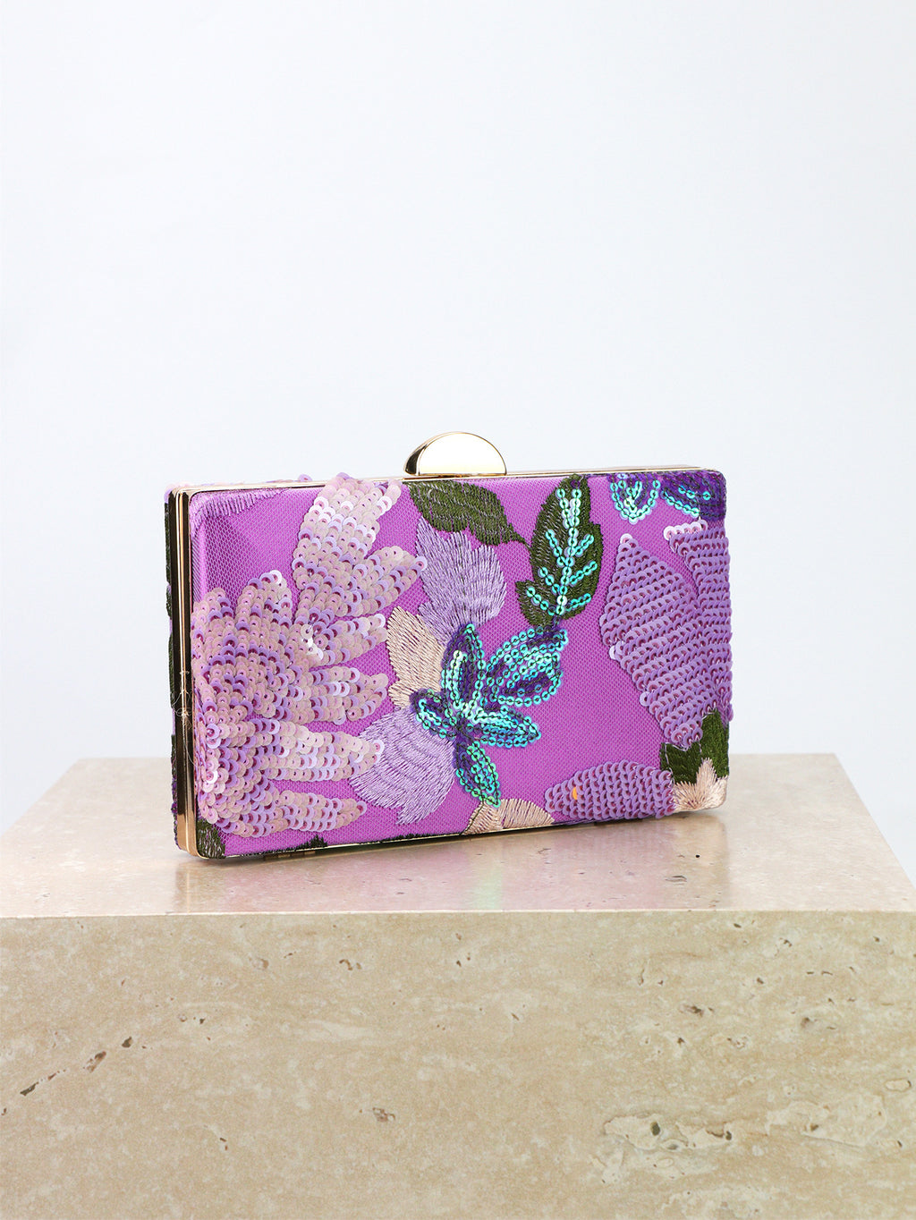Embroidered Sequin Floral Clutch Bag