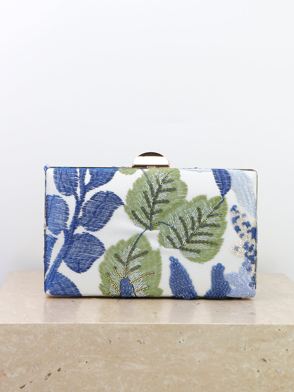 Embroidered Sequin Floral Clutch Bag