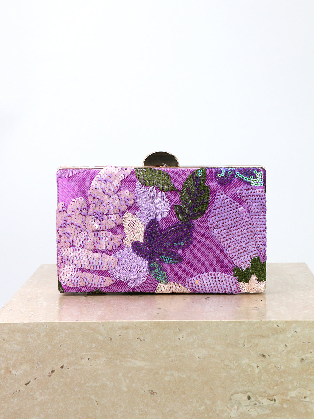 Embroidered Sequin Floral Clutch Bag