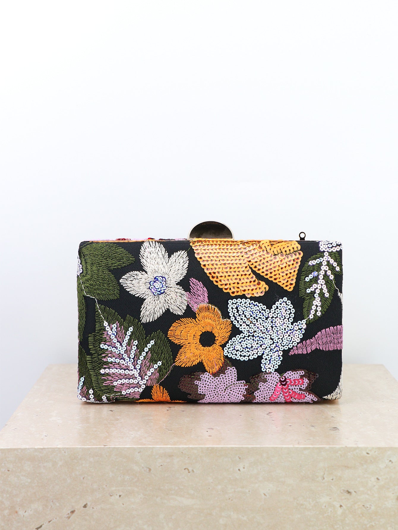 Embroidered Sequin Floral Clutch Bag