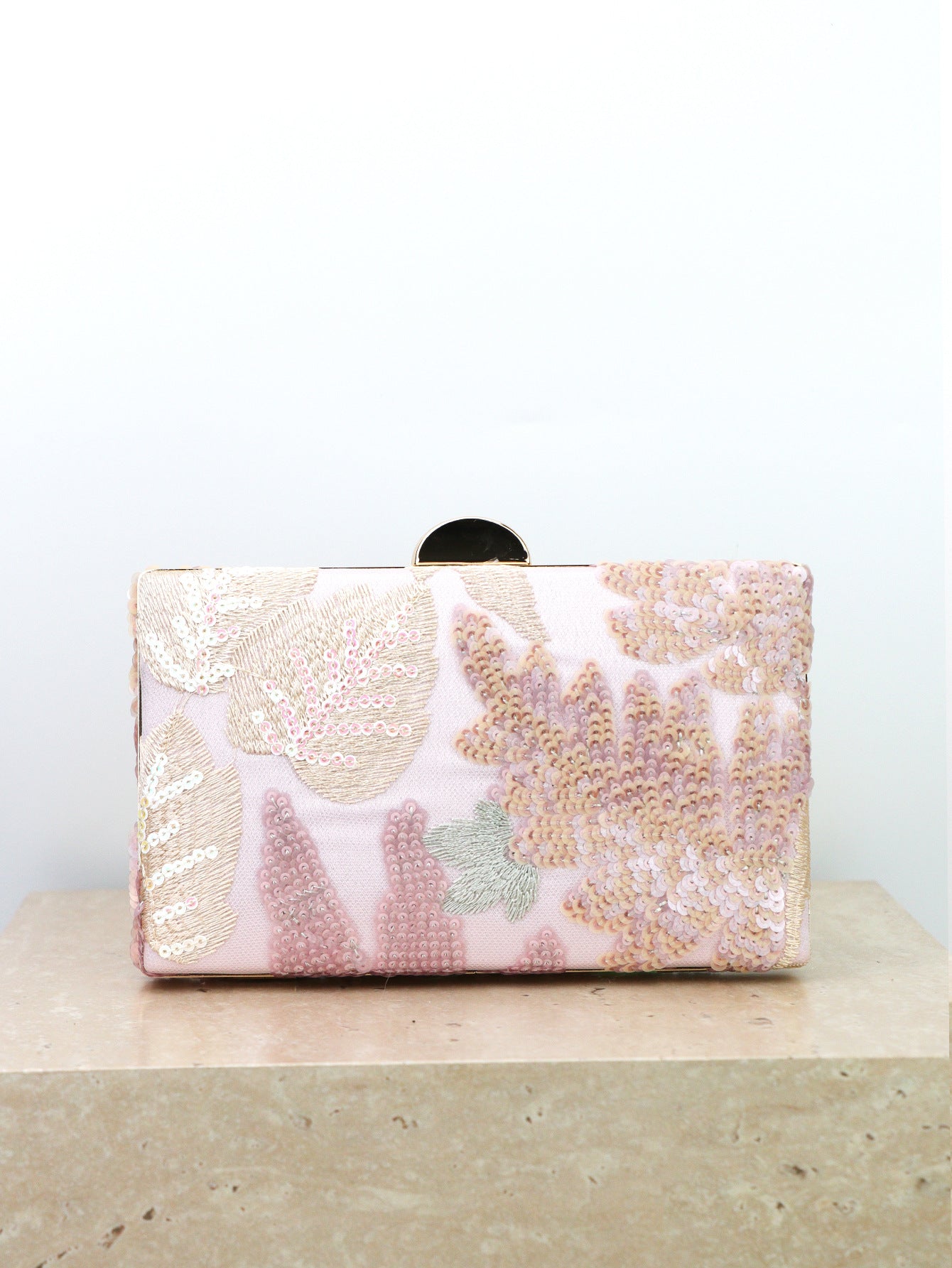 Embroidered Sequin Floral Clutch Bag