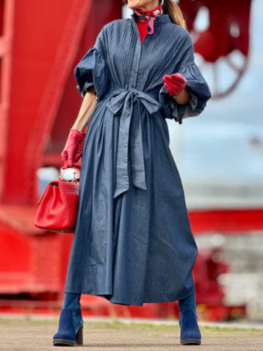 Bohemian Lantern Sleeve Midi Dress