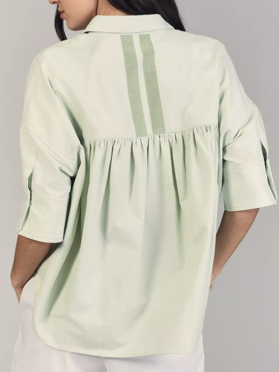 Striped Boxy Fit Elbow Sleeve Shirt