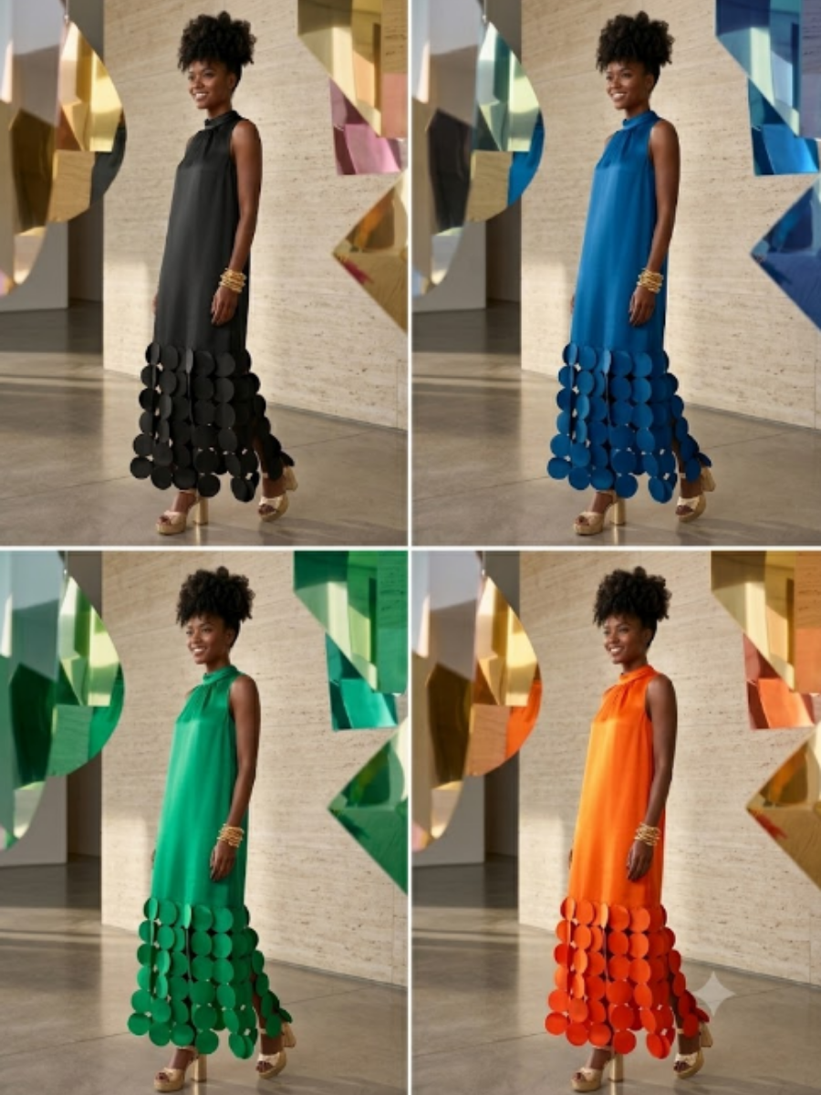 Party Laser-cut Fringe Sleeveless Dress