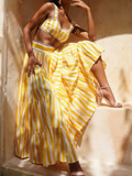 Yellow Stripe Vacation 2pc Maxi Skirts Set
