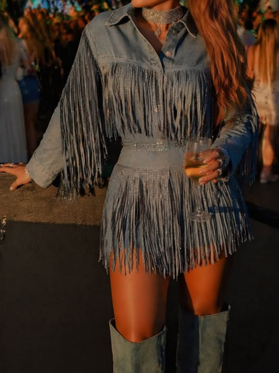 Tassel Denim Girl Set