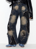 Ripped Stitching Wide-Leg Jeans