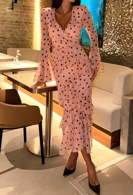 Elegant Dot Ruffle Dress