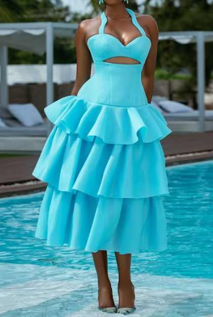 Statement Wave Blue Dress