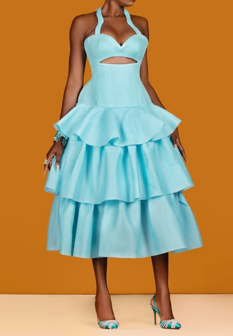 Statement Wave Blue Dress