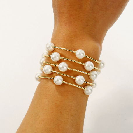 Vintage Faux Pearl Bangle Bracelet
