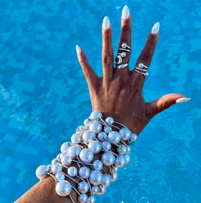 Vintage Faux Pearl Bangle Bracelet